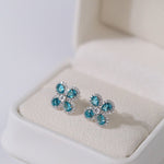 925 Sterling Silver Sky Blue Four - Leaf Stud Earrings - floysun