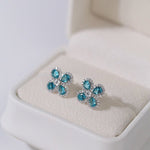 925 Sterling Silver Sky Blue Four - Leaf Stud Earrings - floysun