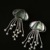 Gray & White Mother-of-pearl Glass Jellyfish Brooch