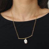 Versatile Curved Baroque Pearl Pendant Necklace