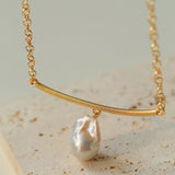 Versatile Curved Baroque Pearl Pendant Necklace