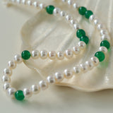 New Chinese-style Green Agate Pearl Necklace