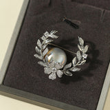 Wheat Spike Gray Mabe Pearl Brooch