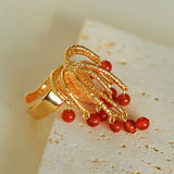 Firework Blossom Pearl Red Agate Rings