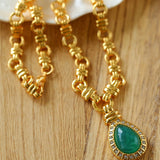 Vintage Green Crystal Chain Necklace