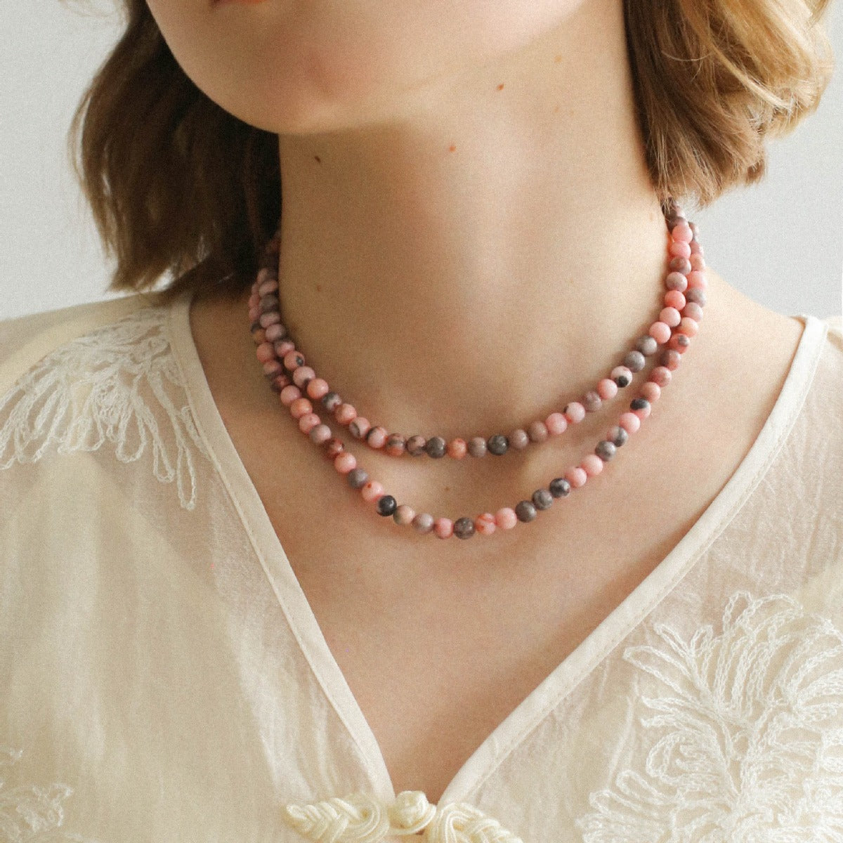 Long Multi-Colored Gemstone Beaded Necklace