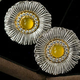 Buccellati-Inspired Daisy Ear Clip Stud Earrings