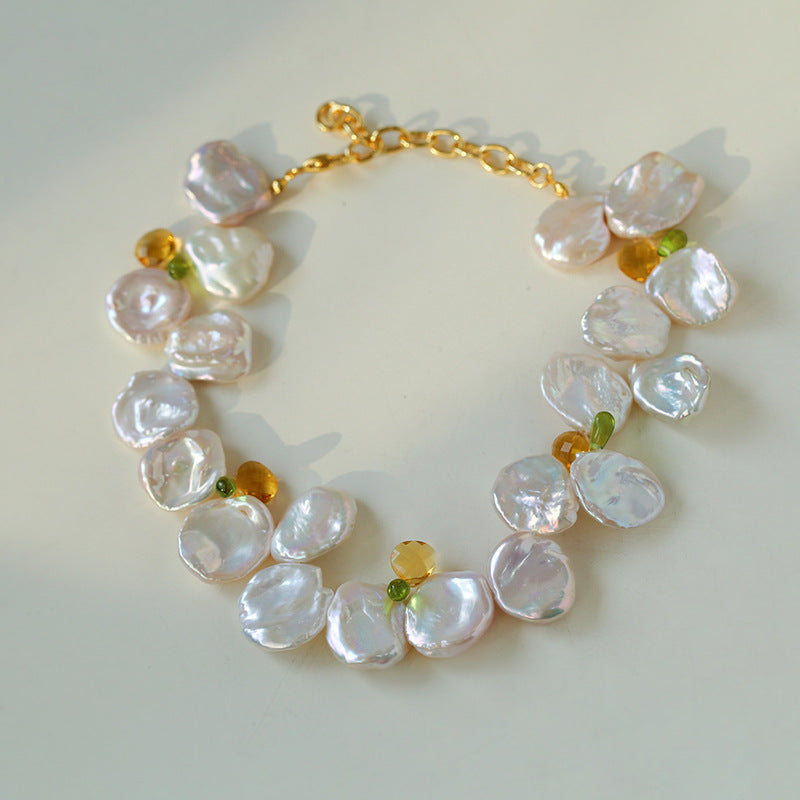 Exaggerated Large Petal Baroque Pearls Necklace