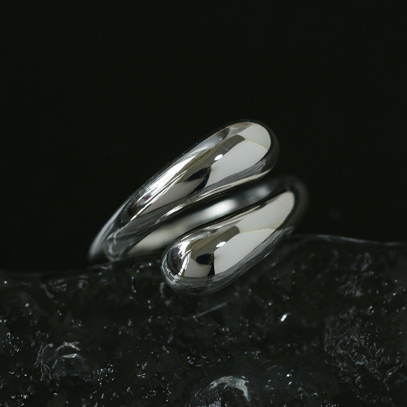 Verstellbarer offener Ring im Metall-Stil mit Wassertropfen