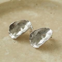 925 Sterling Silver Handmade Hammered Texture Earrings