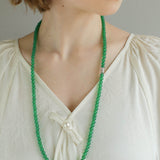 Elastic Necklace with Zirconia and Green Onyx Beads