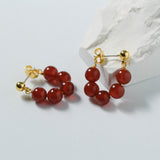 New Year's Red Agate Stone Beaded Earrings