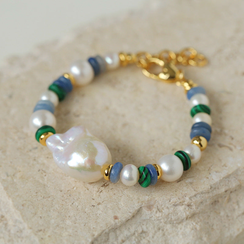 Colorful Beads & Baroque Pearls Twisted Chain Bracelet