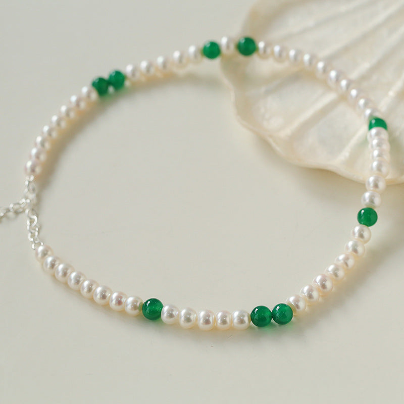 New Chinese-style Green Agate Pearl Necklace