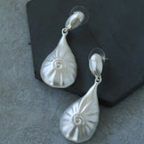 Matte Silver Conch Statement Drop Earrings