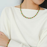 Wood Bead Green Agate Beaded Necklace