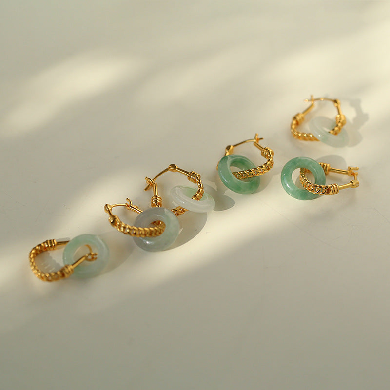 Jade Fusion Hoop Earrings