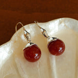 Red Agate Green Agate White Crystal Pearl Ear Hook