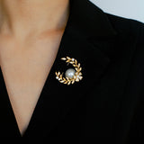 Wheat Spike Gray Mabe Pearl Brooch