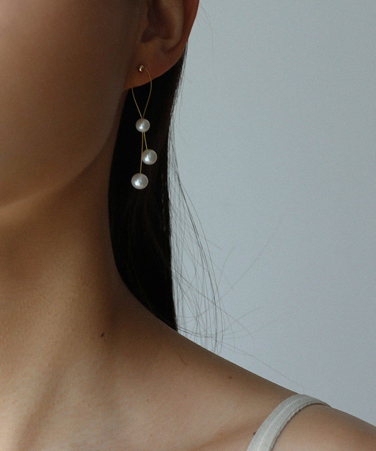 Boucles d'oreilles perles en fil d'or