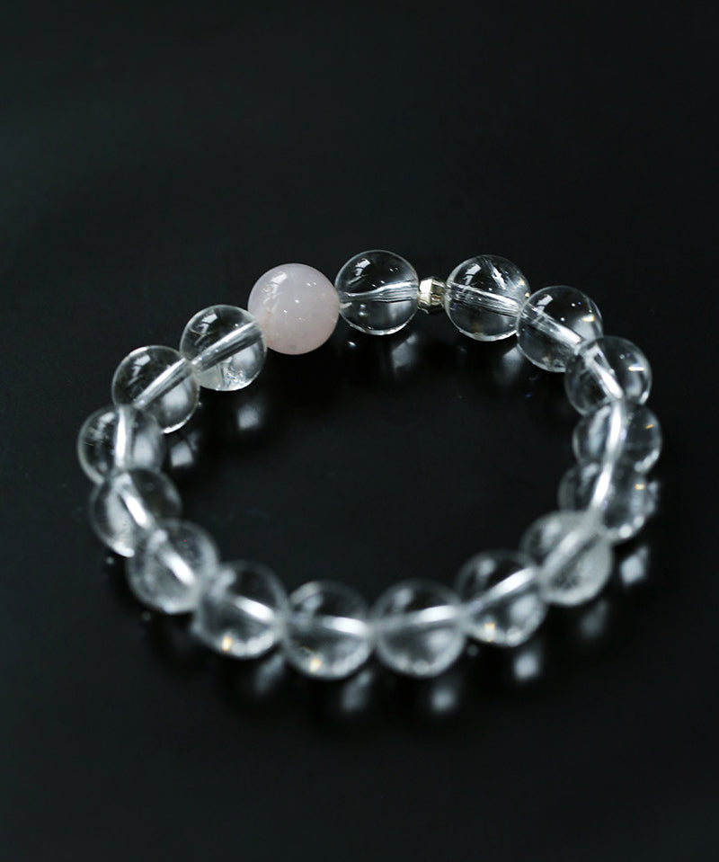 Pulsera elástica con cuentas de cristal blanco