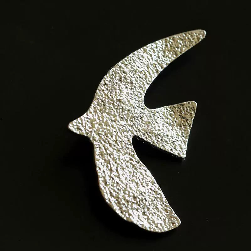 Flying Dove of Peace Brooch Handcrafted Vintage Texture