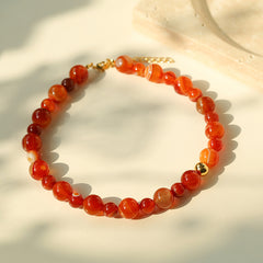 Natural Red  Agate Beaded Necklace