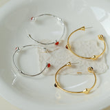 Fashion Tiger Eye Red Agate Hoop Earrings