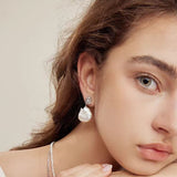 French Style Lava Petal Baroque Pearl Drop Earrings