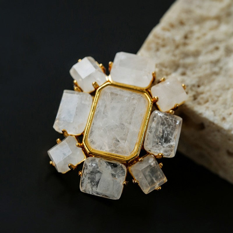 Fashion Rock Sugar White Crystal Brooch