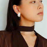 Classic Oil Brushstroke Series Earrings Lava Asymmetrical Shape with Agate Drops