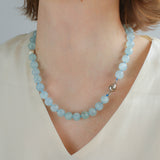 Aquamarine Beaded Necklace with Magnetic Clasp