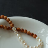 Primeval Forest Nature's Wood Bead Pearl Necklace