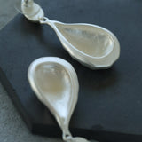 Matte Silver Conch Statement Drop Earrings