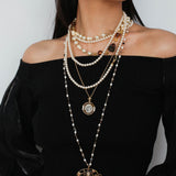 Byzantine Elegance Gourd Pearl Necklace Classic Light Luxury Sweater Chain