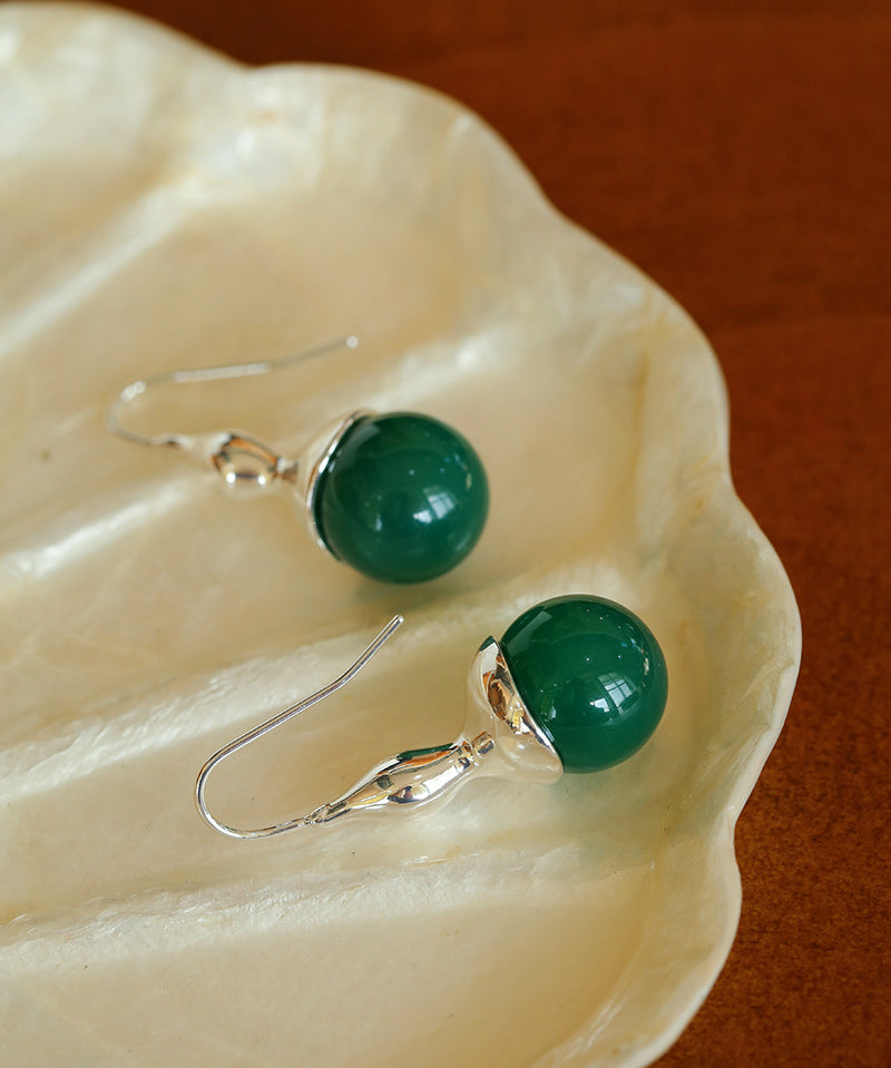 Red Agate Green Agate White Crystal Pearl Ear Hook