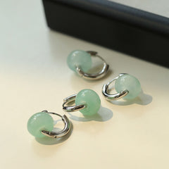 Boucles d'oreilles créoles en argent sterling et jade vert