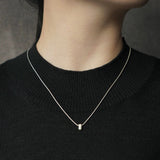 Minimalist Frosted Single Silver Ball Pendant Necklace