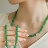 Elastic Necklace with Zirconia and Green Onyx Beads