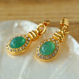 Vintage Green Crystals Drop Earrings