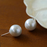 Textured Wrinkled Round Baroque Pearls Studs Earrings