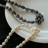 Pearl Loop-Wrapped Grey Necklace