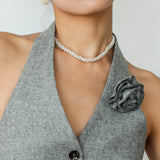 Handcrafted Woven Minimalist Lace Pearl Necklace