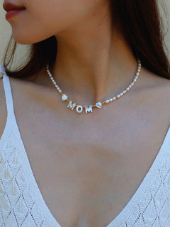 White Mother of Pearl Custom Name Pearl Necklace