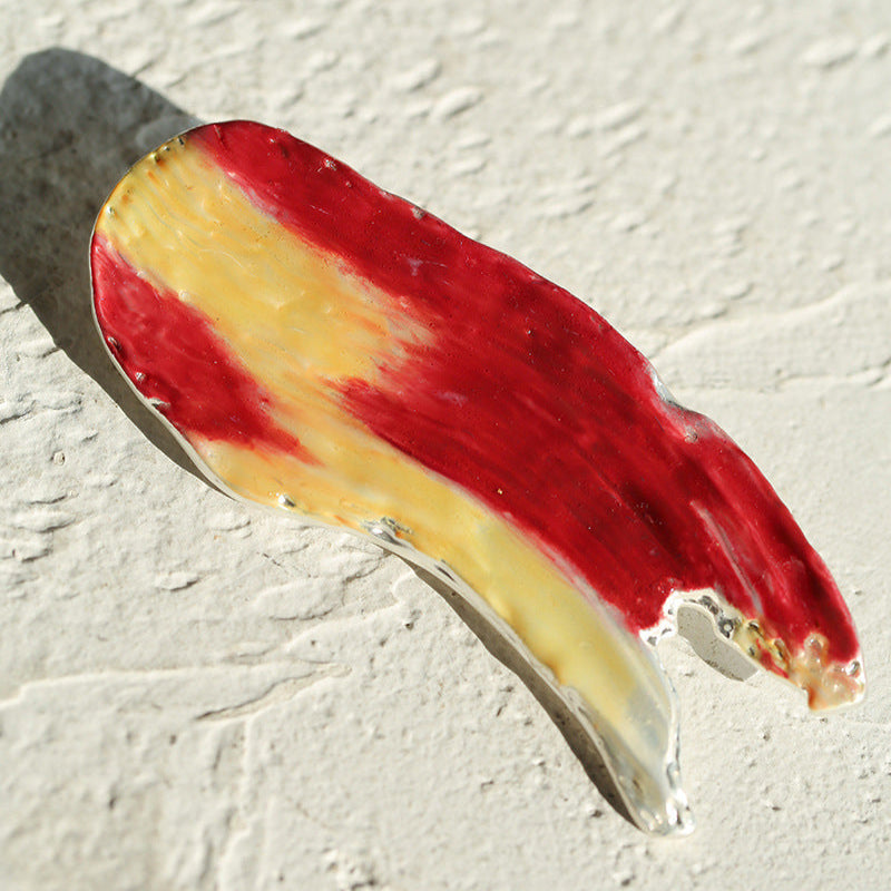 Vintage Colorful Enamel Paint Stroke Brooch