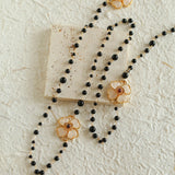 Classic French Romance Clover Long Necklace-Black Onyx