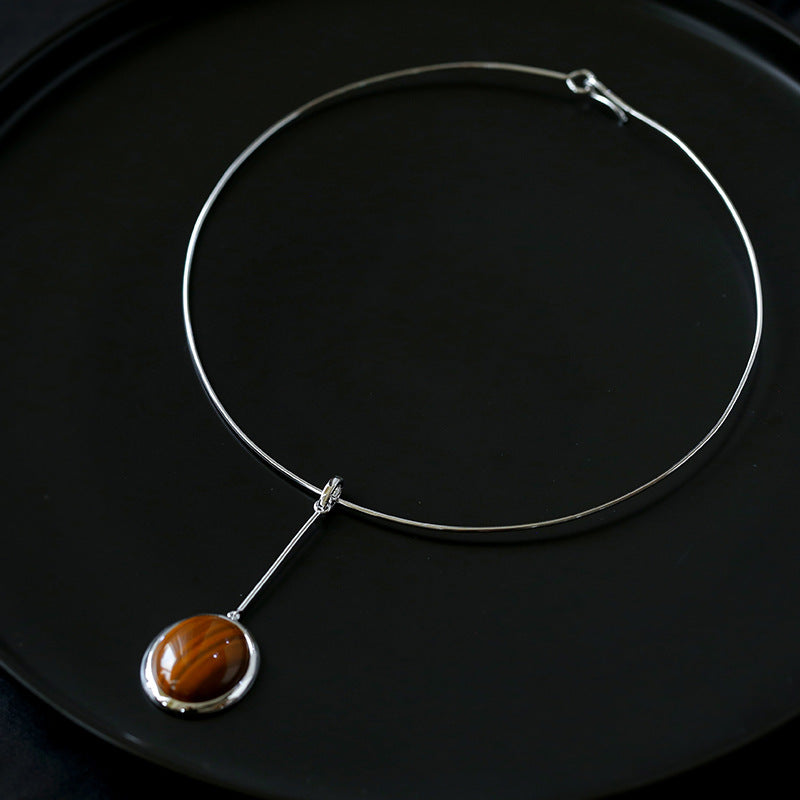 925 Silber Minimalistisches weißes Perlmutt-Anhänger-Halsband