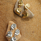 Metal Conch Black Agate Earrings