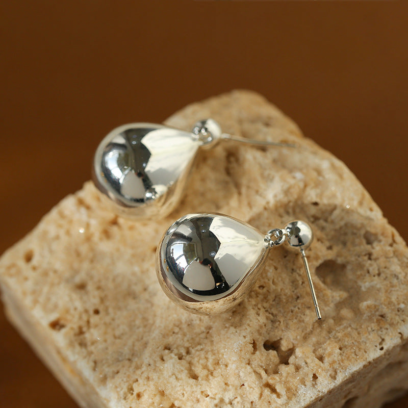 Chic Metal Water Droplet Ball Drop Earrings