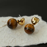 Black Agate and Tiger's Eye Drop Earrings